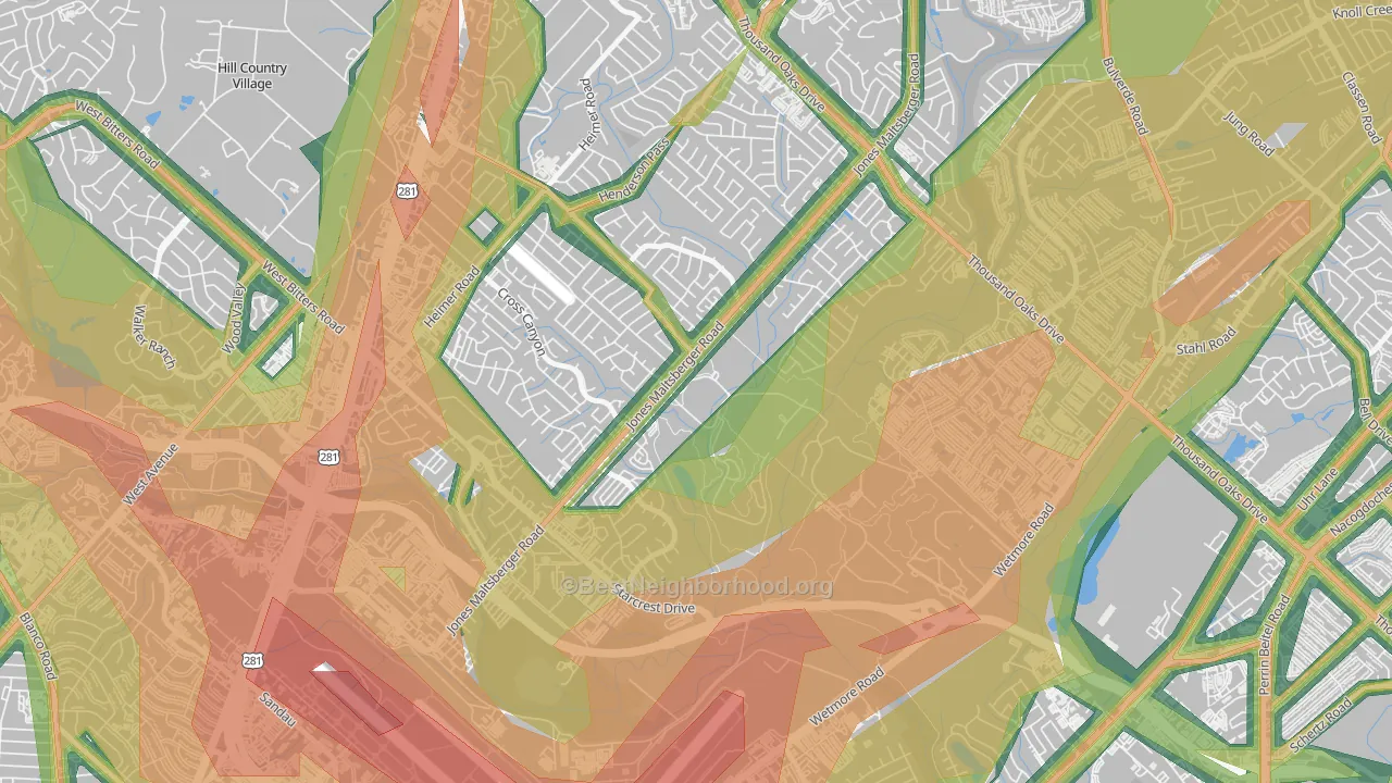 North Central Heritage, San Antonio, TX Map of Noise Levels in North Central Heritage