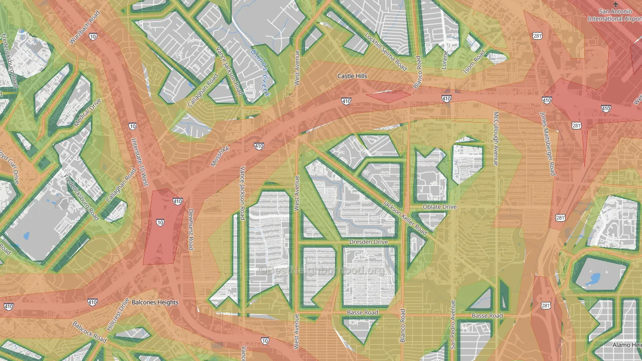 North Central, San Antonio, TX Map of Noise Levels in North Central