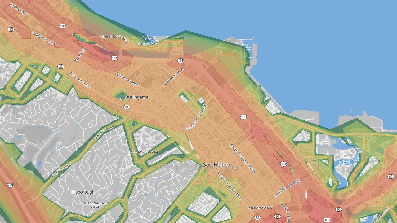 North Central San Francisco, San Mateo, CA Map of Noise Levels in North Central San Francisco