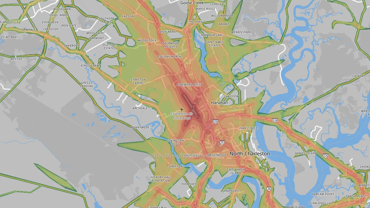 North Charleston, SC Map of Noise Levels in North Charleston