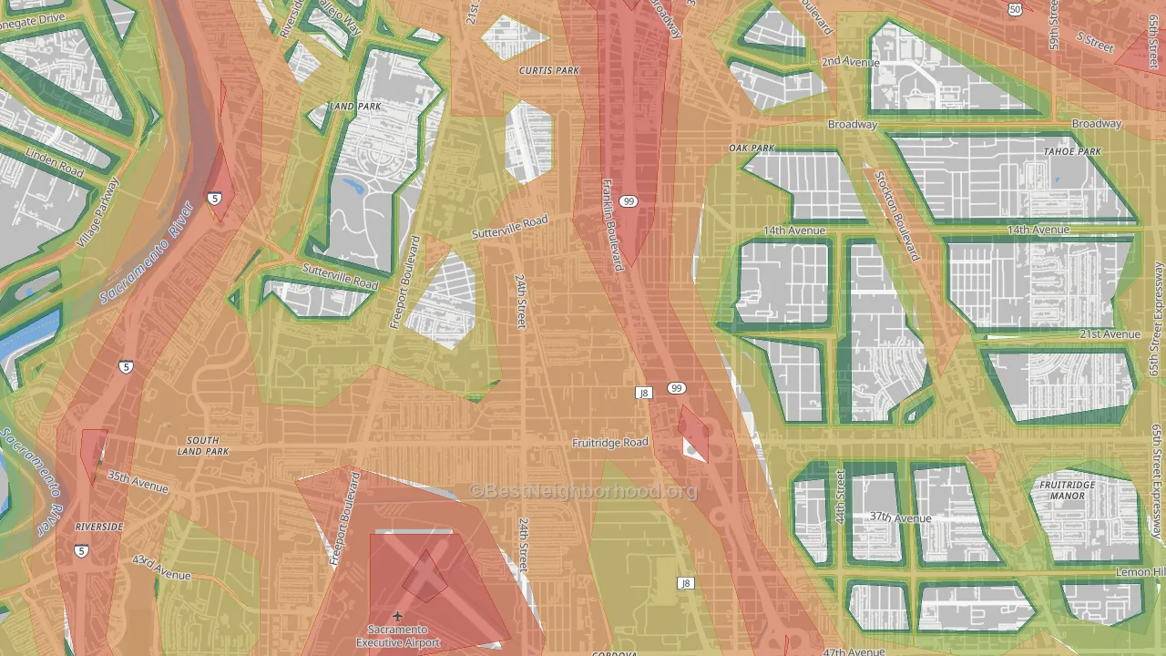 North City Farms, Sacramento, CA Map of Noise Levels in North City Farms