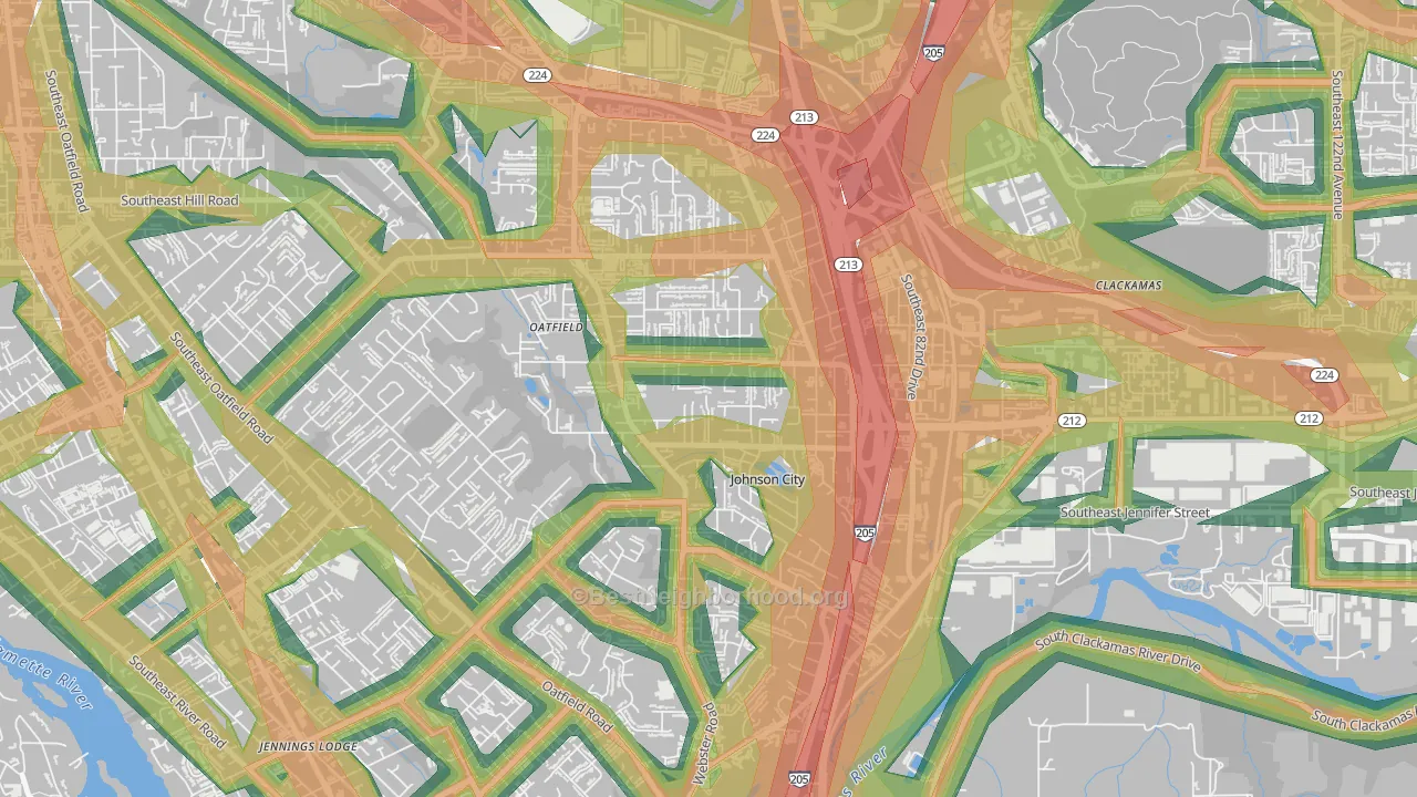 North Clackamas, Oatfield, OR Map of Noise Levels in North Clackamas