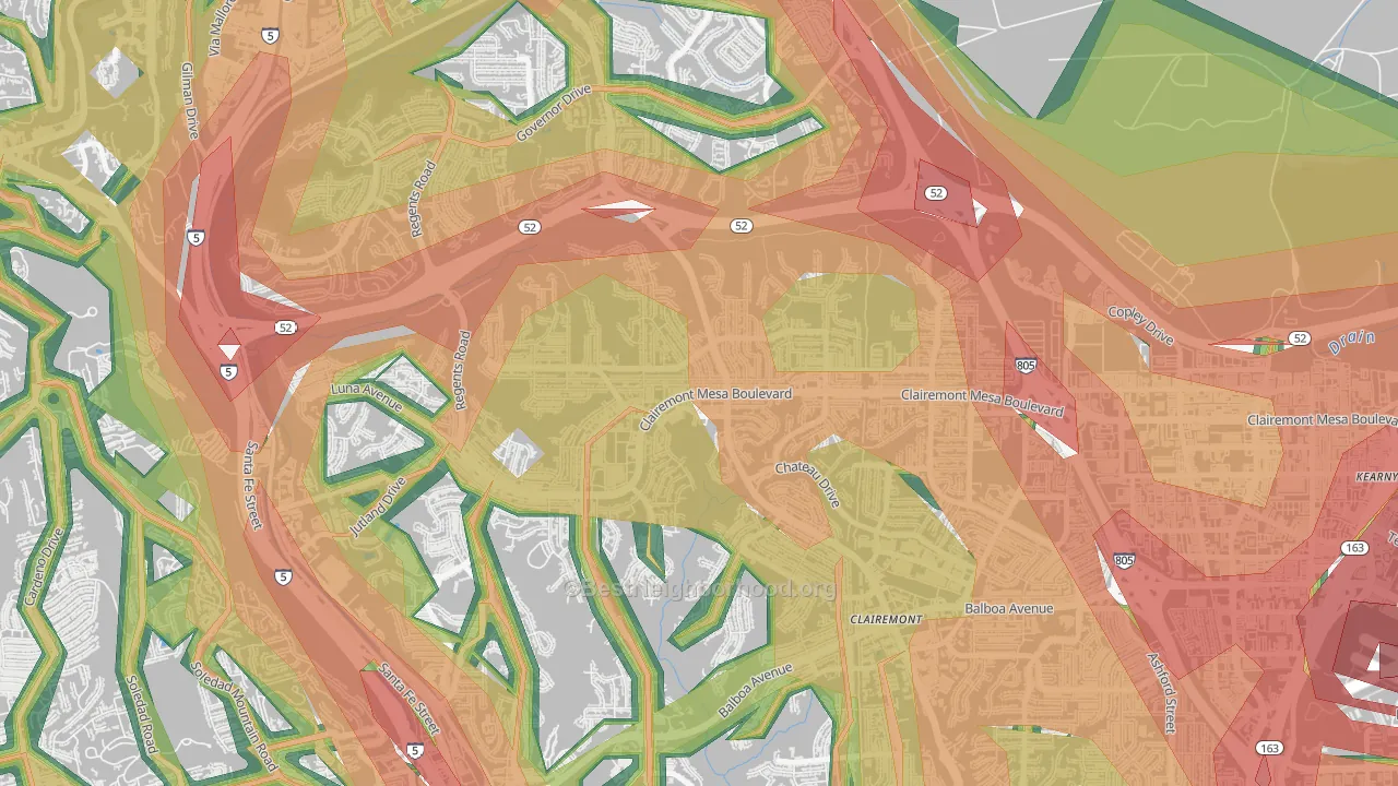 North Clairemont, San Diego, CA Map of Noise Levels in North Clairemont
