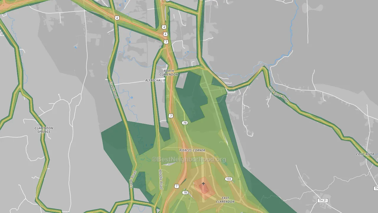 North Clarendon, VT Map of Noise Levels in North Clarendon