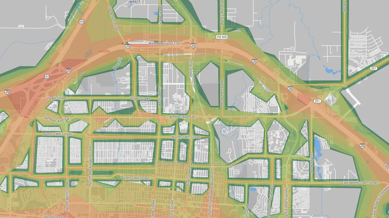 North College, Abilene, TX Map of Noise Levels in North College