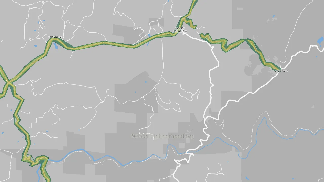 North Columbia, CA Map of Noise Levels in North Columbia