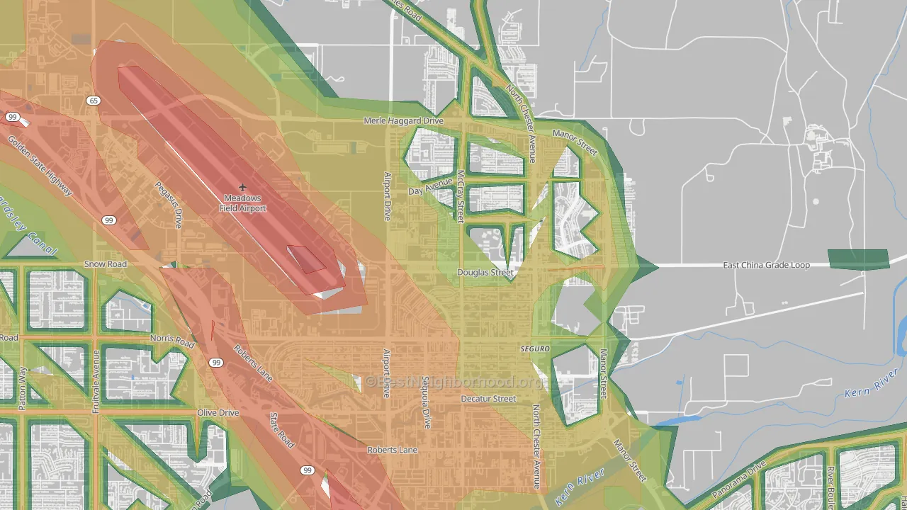 North Country Meadows, Oildale, CA Map of Noise Levels in North Country Meadows
