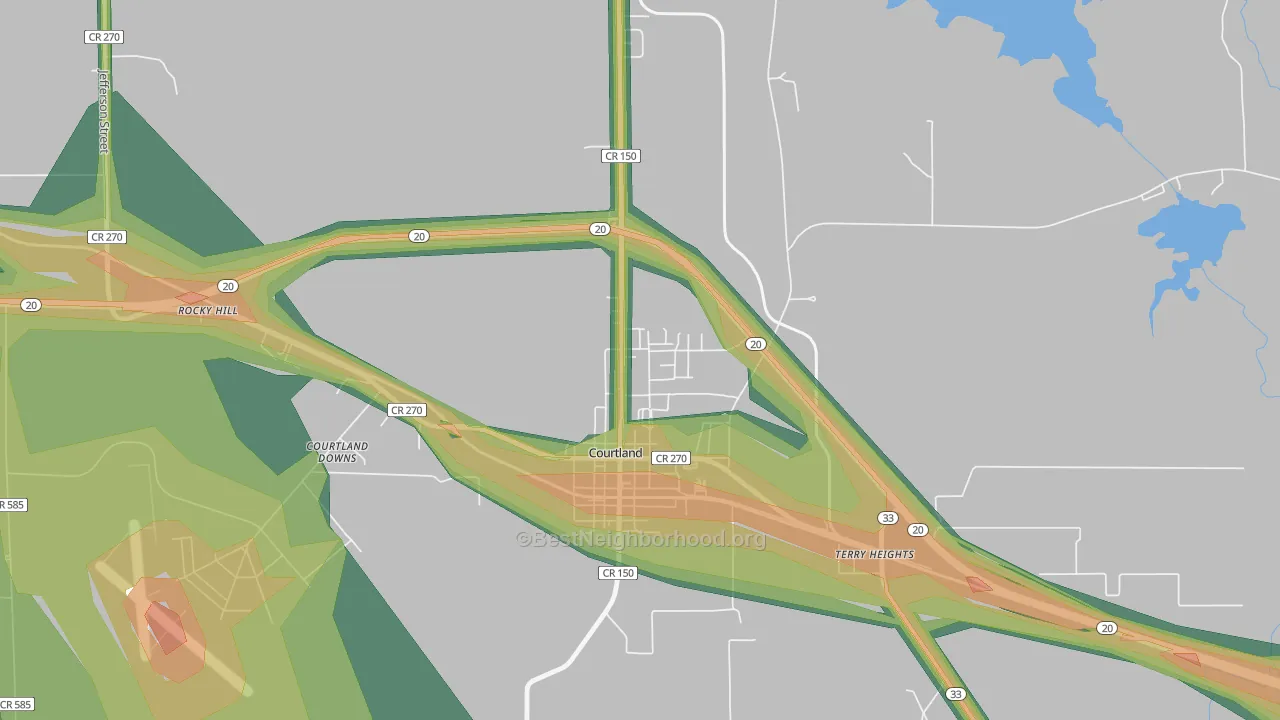 North Courtland, AL Map of Noise Levels in North Courtland