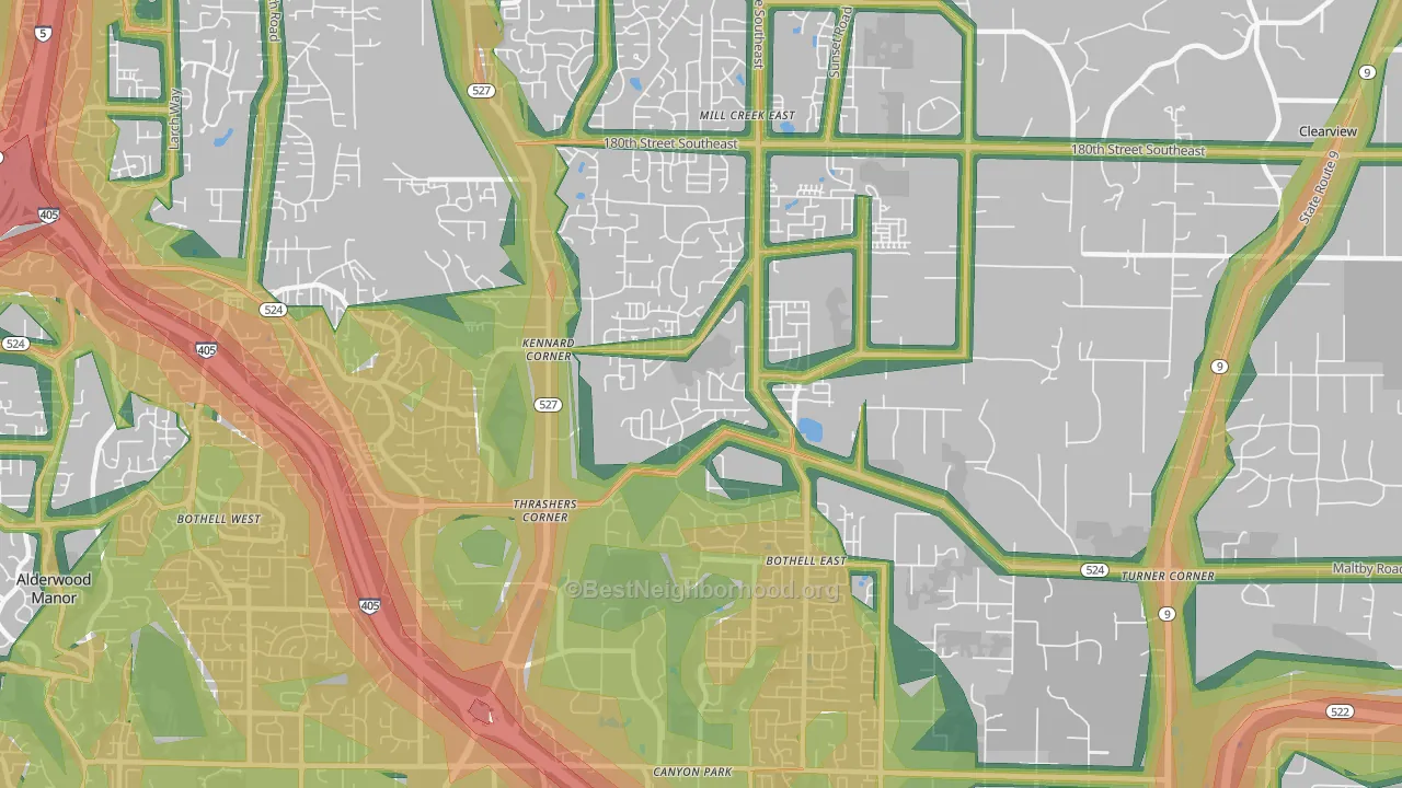 North Creek, Bothell, WA Map of Noise Levels in North Creek