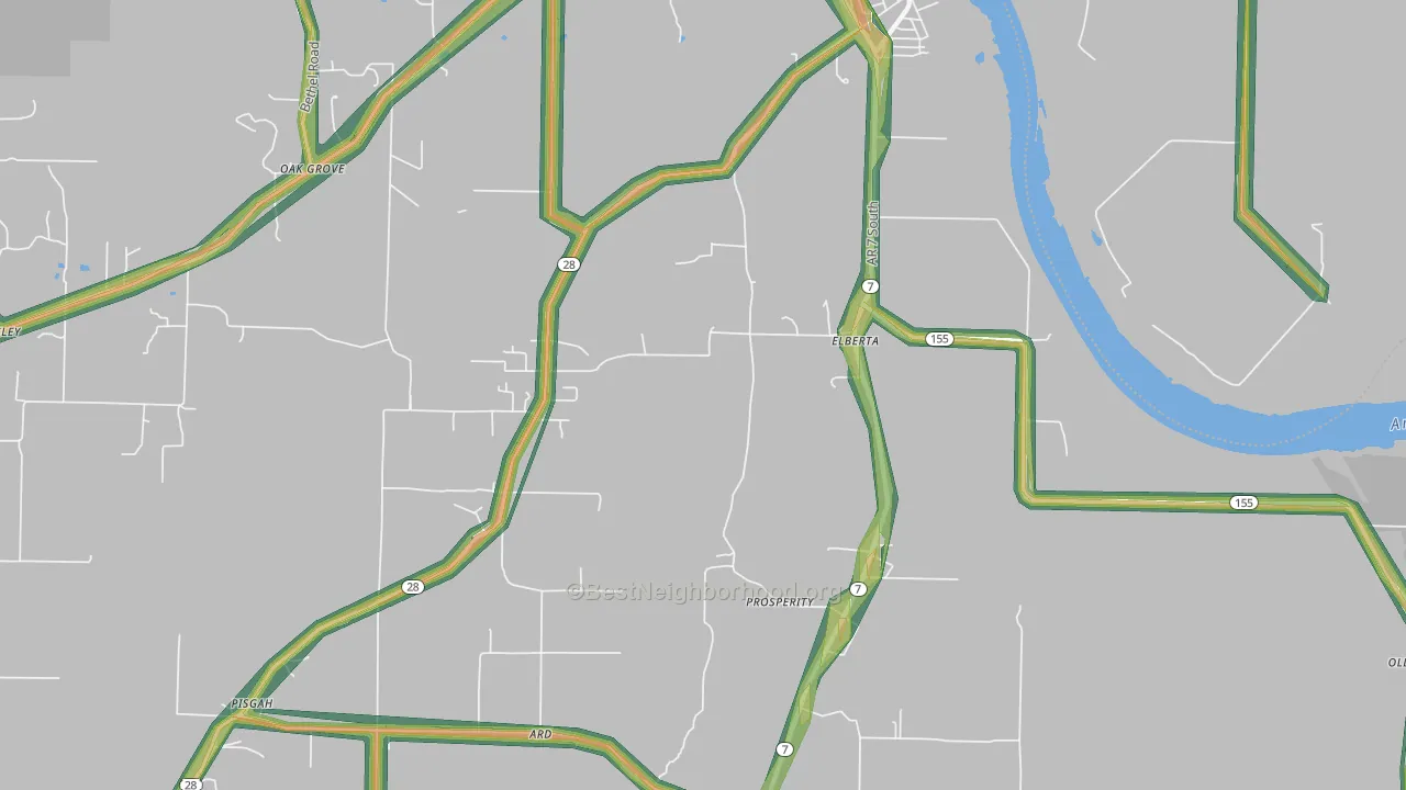 North Dardanelle, AR Map of Noise Levels in North Dardanelle