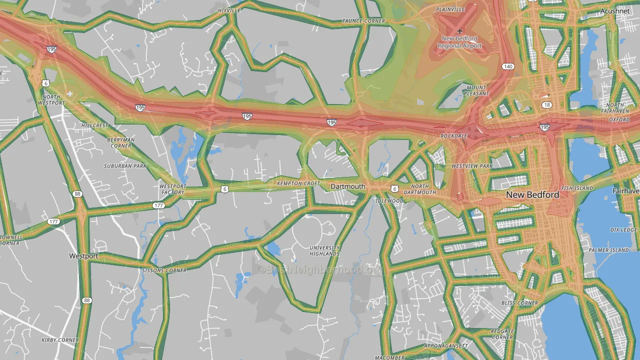 North Dartmouth, MA Map of Noise Levels in North Dartmouth