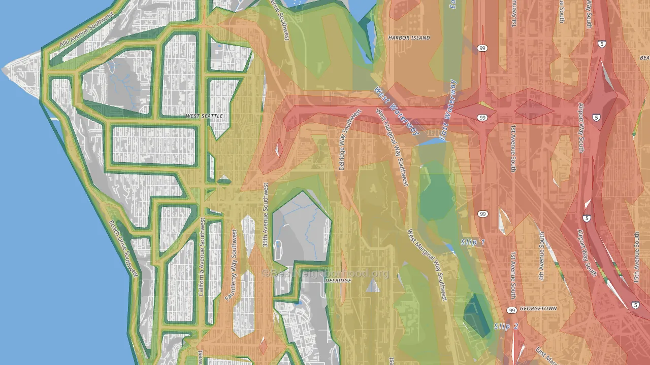 North Delridge, Seattle, WA Map of Noise Levels in North Delridge