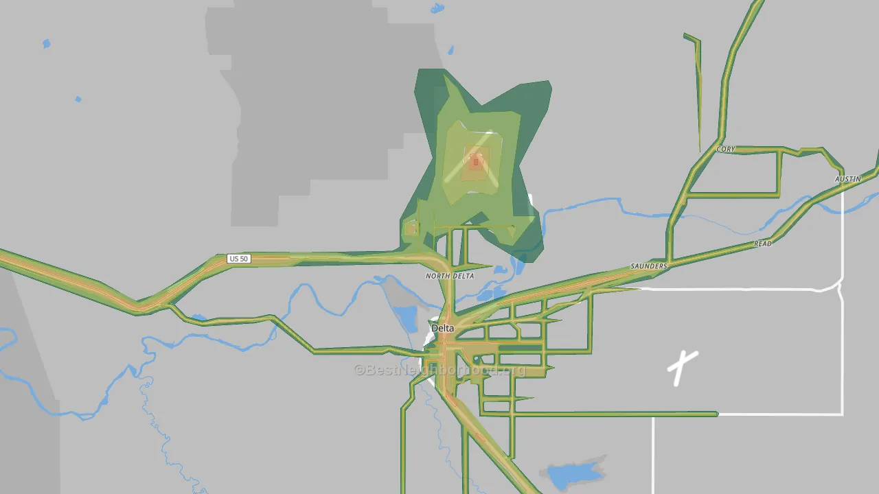 North Delta, CO Map of Noise Levels in North Delta
