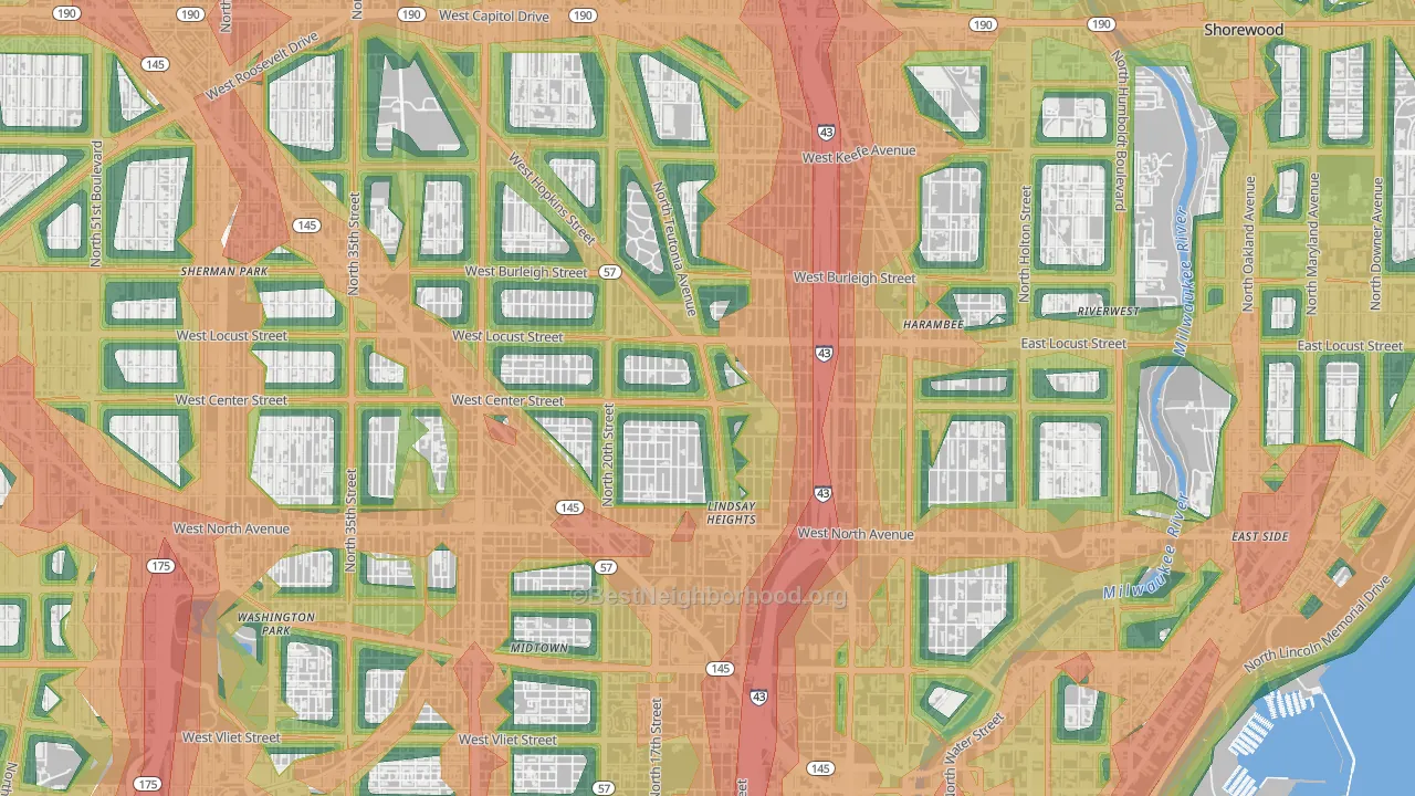 North Division, Milwaukee, WI Map of Noise Levels in North Division