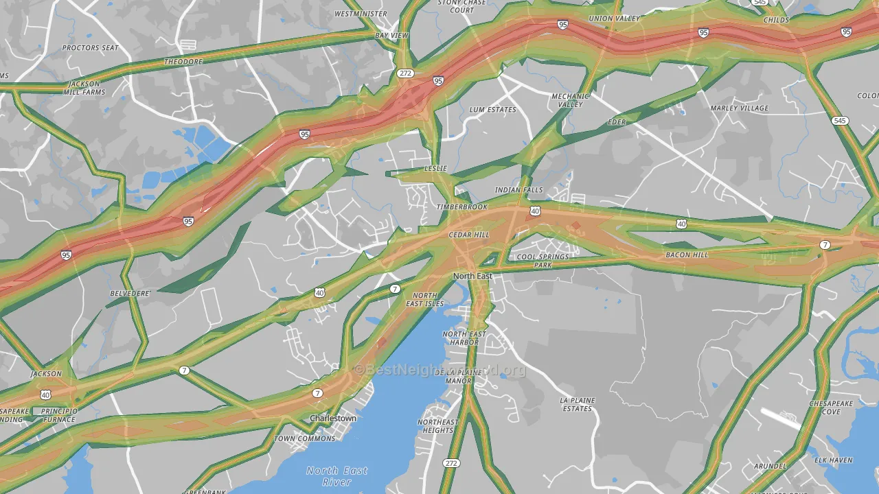 North East, MD Map of Noise Levels in North East
