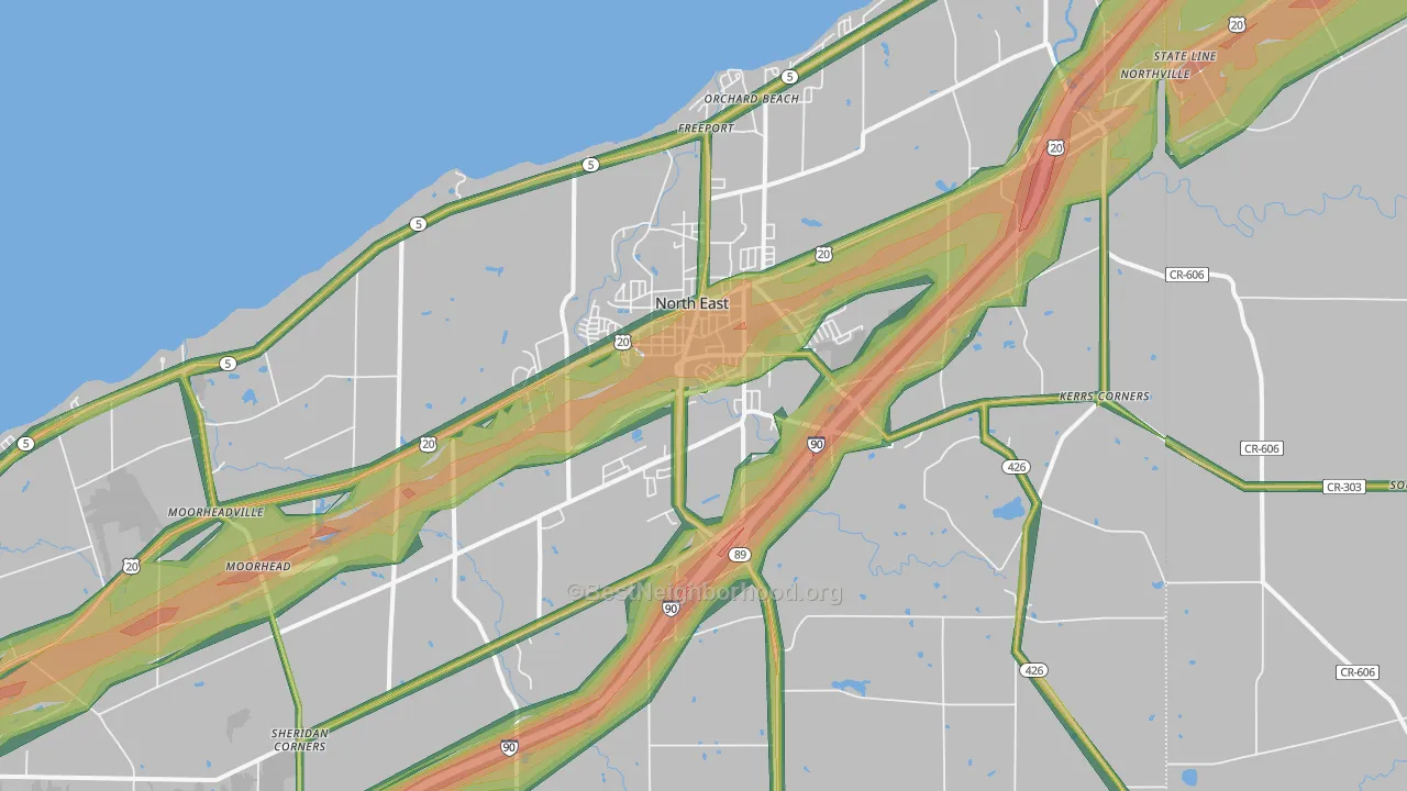 North East, PA Map of Noise Levels in North East