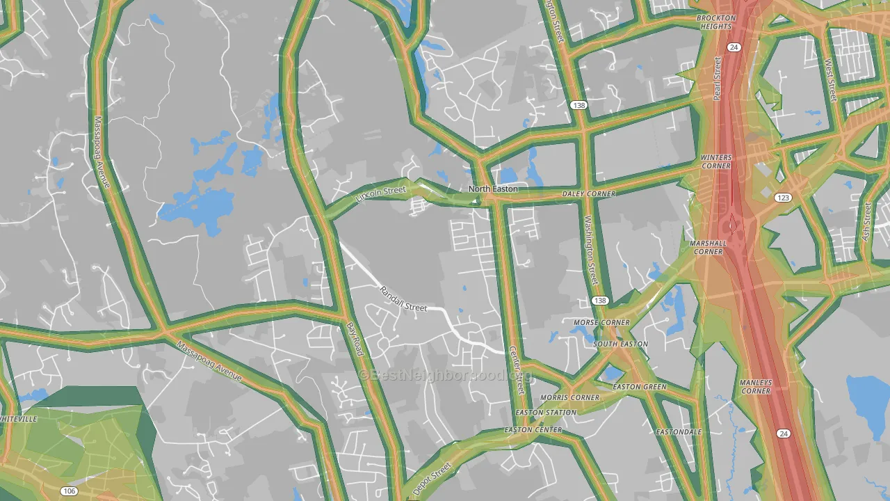 North Easton, MA Map of Noise Levels in North Easton