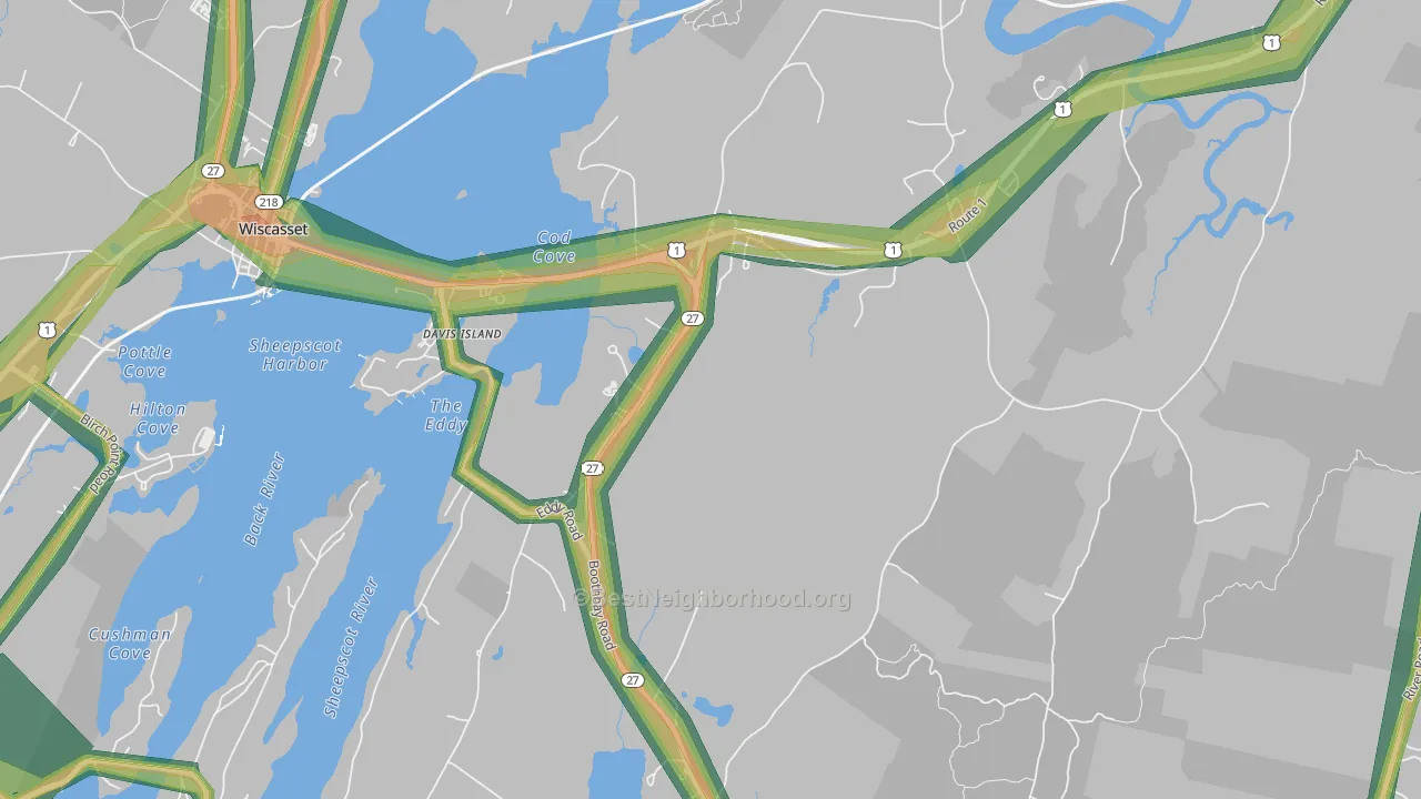 North Edgecomb, ME Map of Noise Levels in North Edgecomb