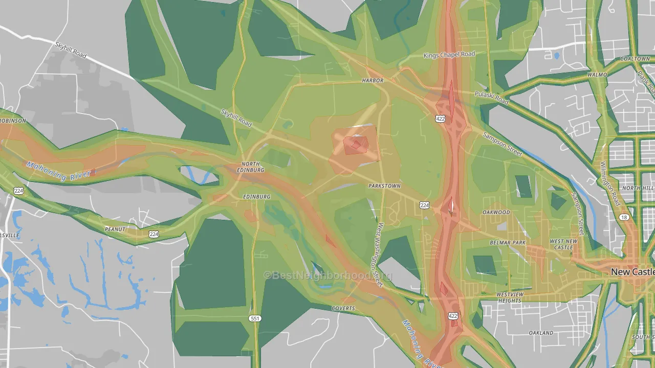 North Edinburg, PA Map of Noise Levels in North Edinburg