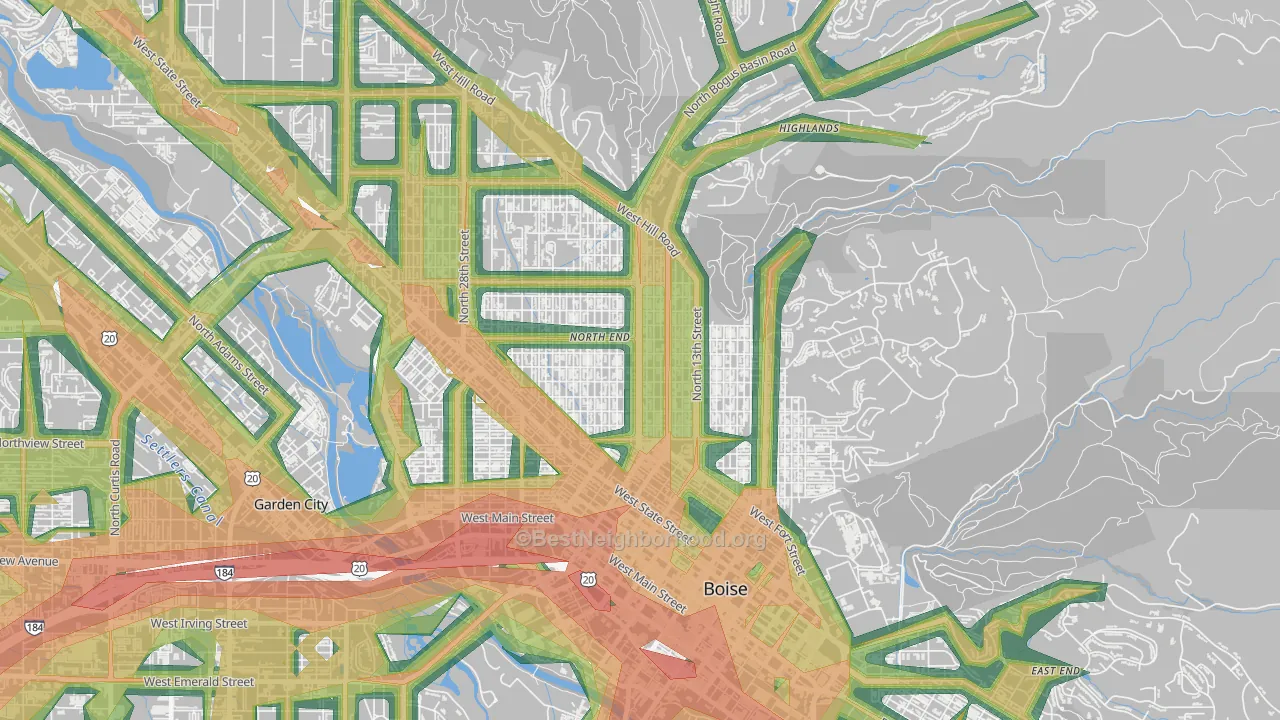North End, Boise, ID Map of Noise Levels in North End