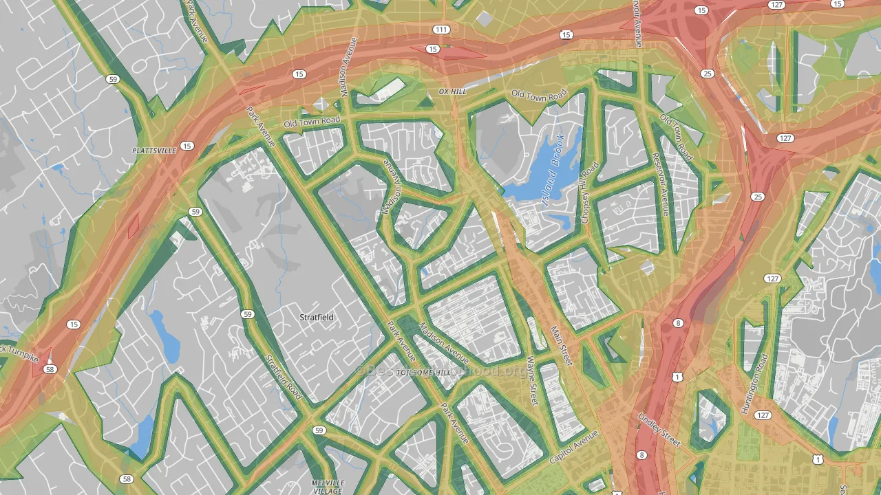 North End, Bridgeport, CT Map of Noise Levels in North End