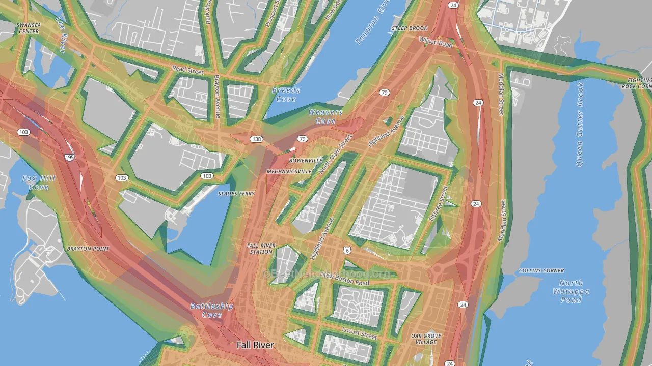 North End, Fall River, MA Map of Noise Levels in North End