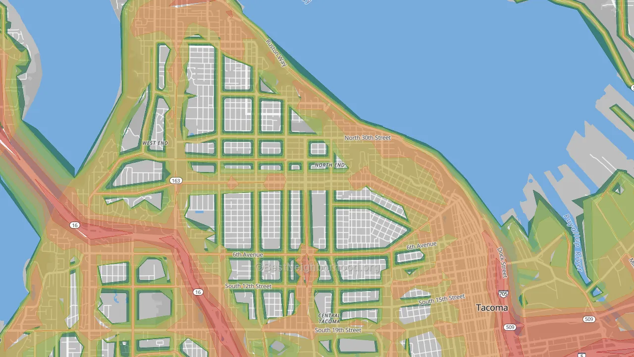 North End, Tacoma, WA Map of Noise Levels in North End