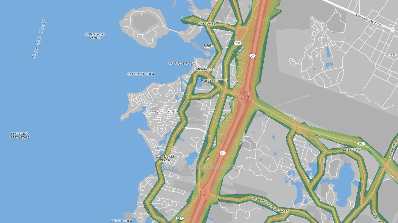 North Falmouth, MA Map of Noise Levels in North Falmouth