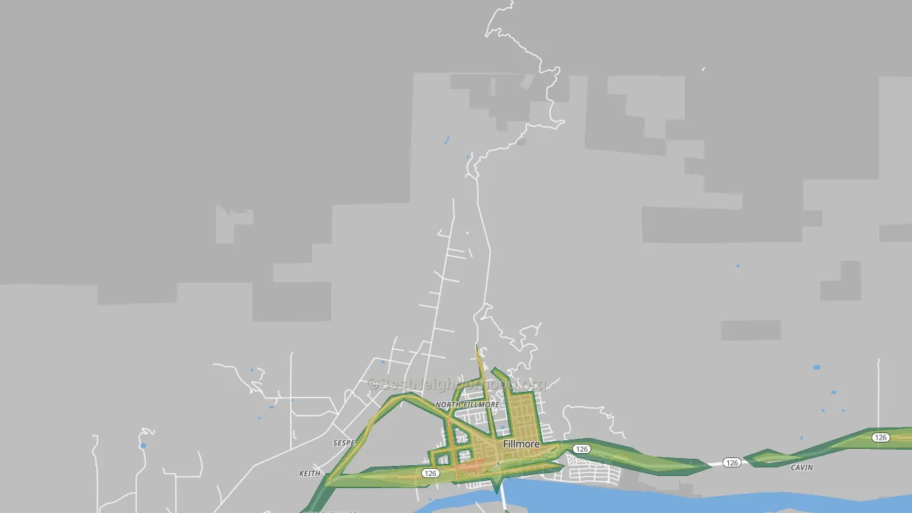 North Fillmore, CA Map of Noise Levels in North Fillmore