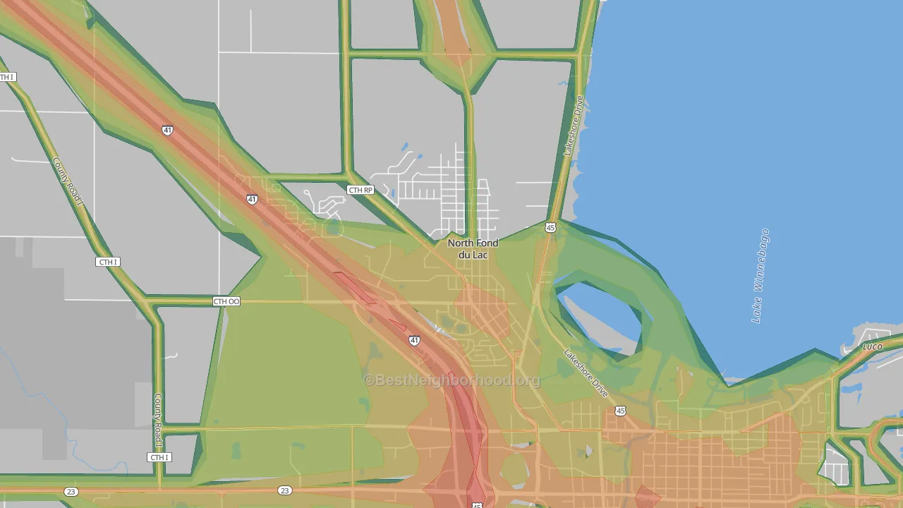 North Fond du Lac, WI Map of Noise Levels in North Fond du Lac