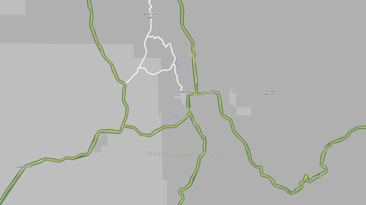 North Fork, CA Map of Noise Levels in North Fork