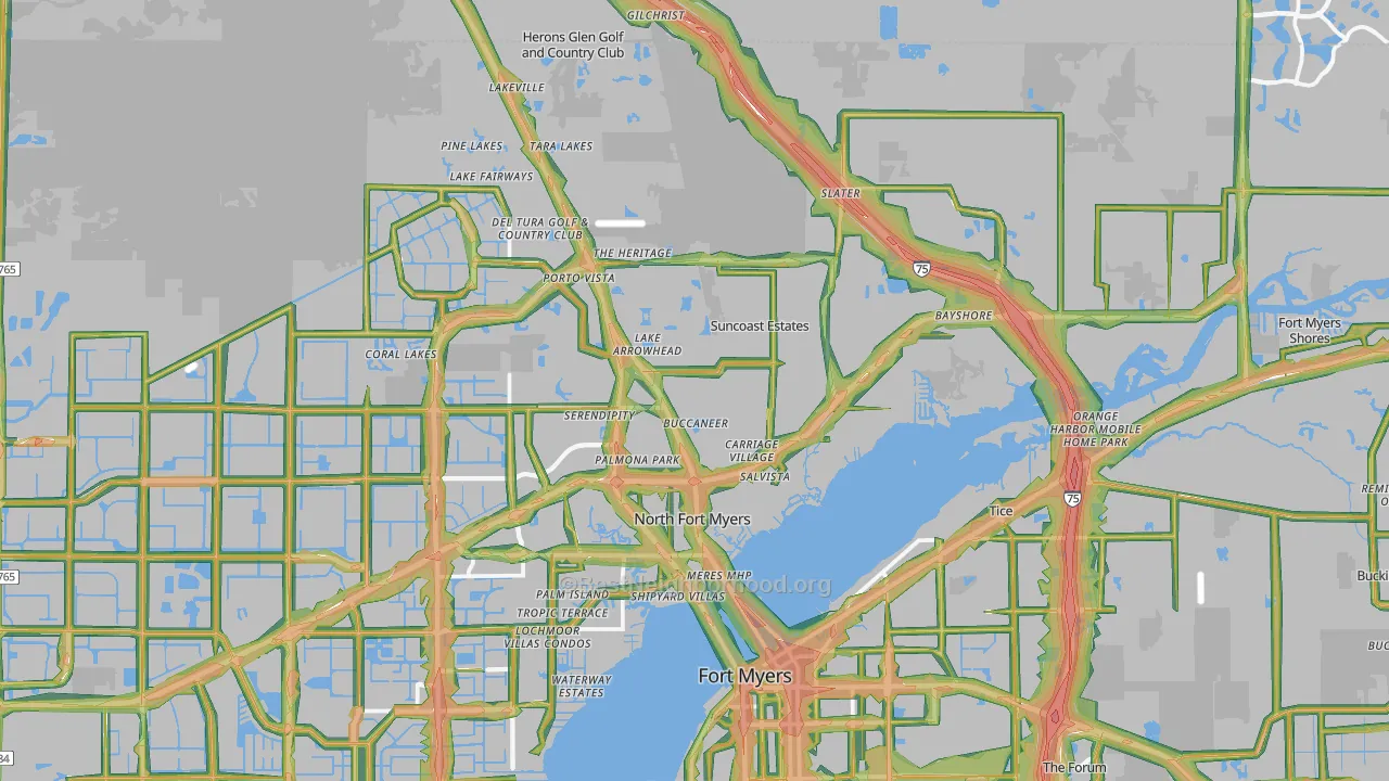 North Fort Myers, FL Map of Noise Levels in North Fort Myers