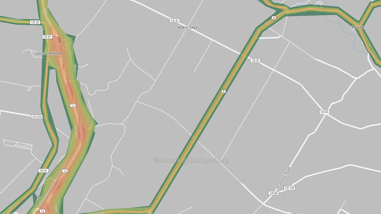 North Gage, NY Map of Noise Levels in North Gage