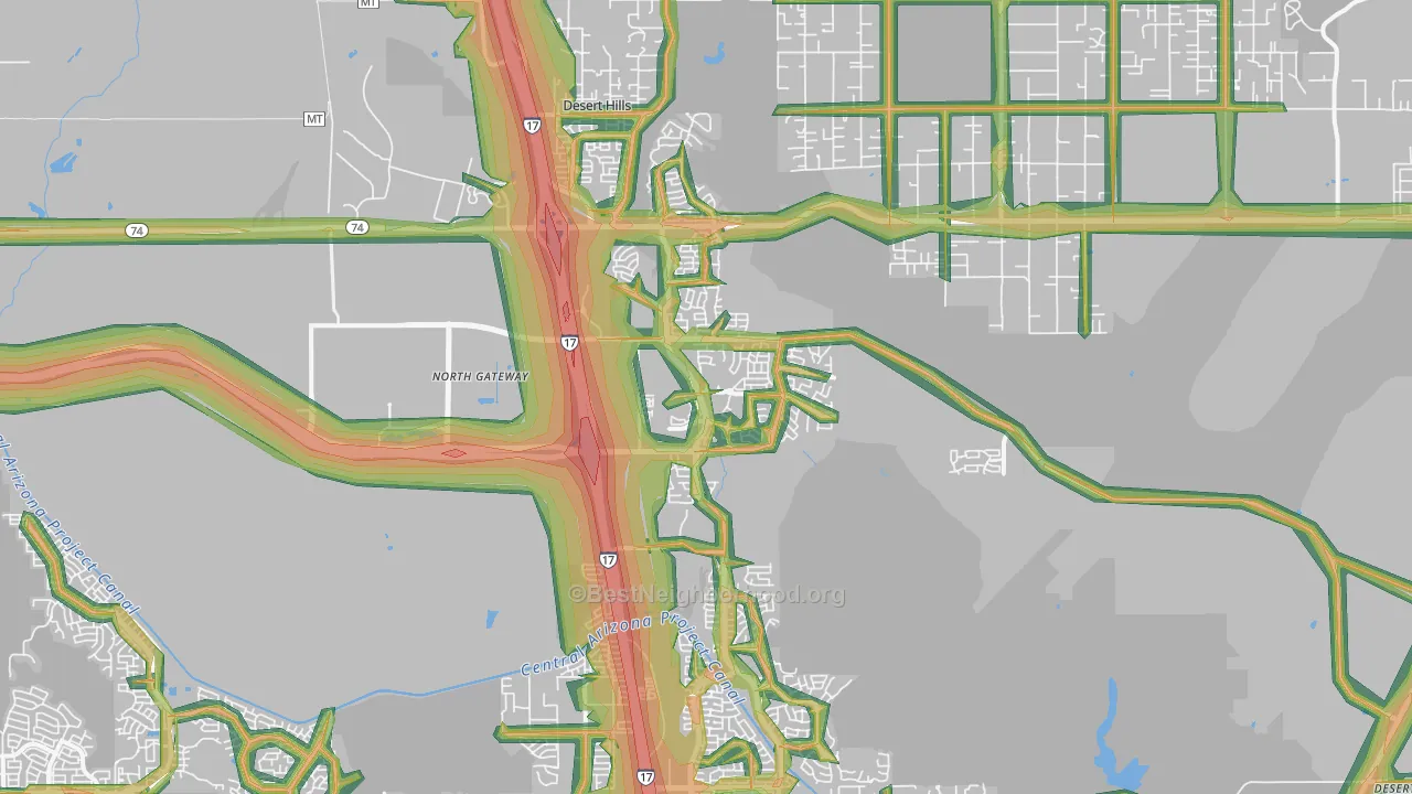 North Gateway, Phoenix, AZ Map of Noise Levels in North Gateway