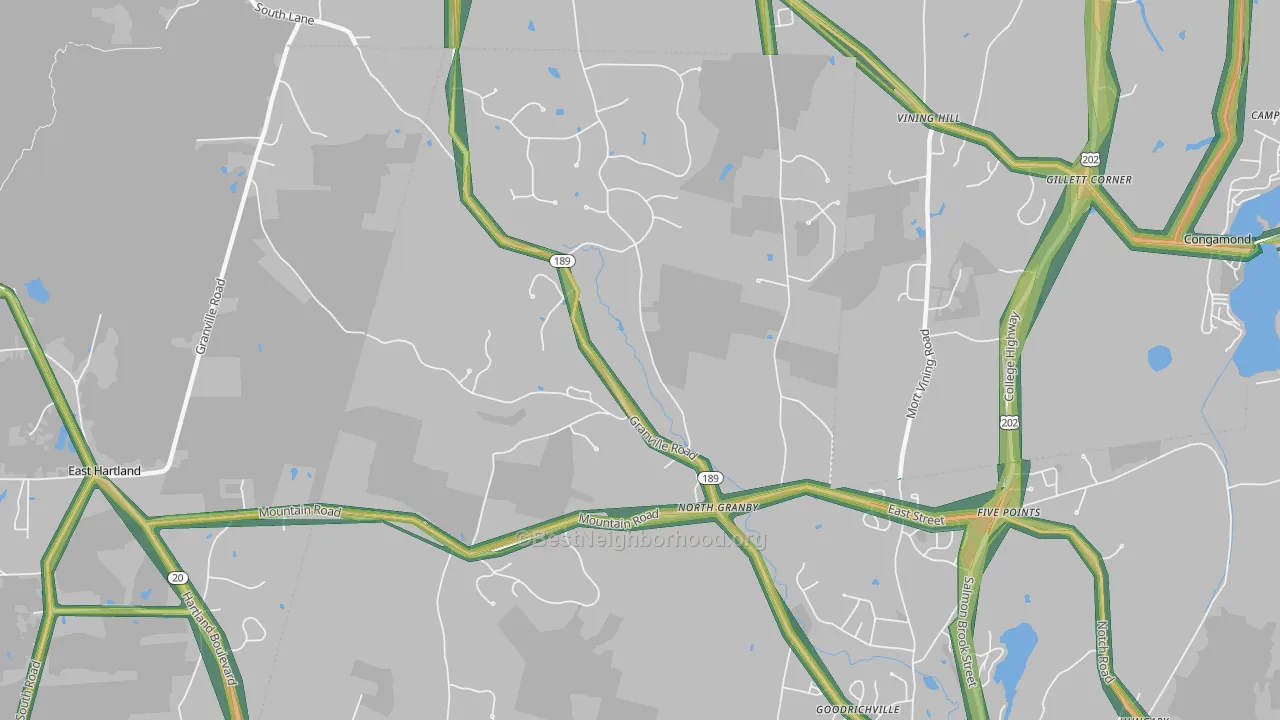 North Granby, CT Map of Noise Levels in North Granby