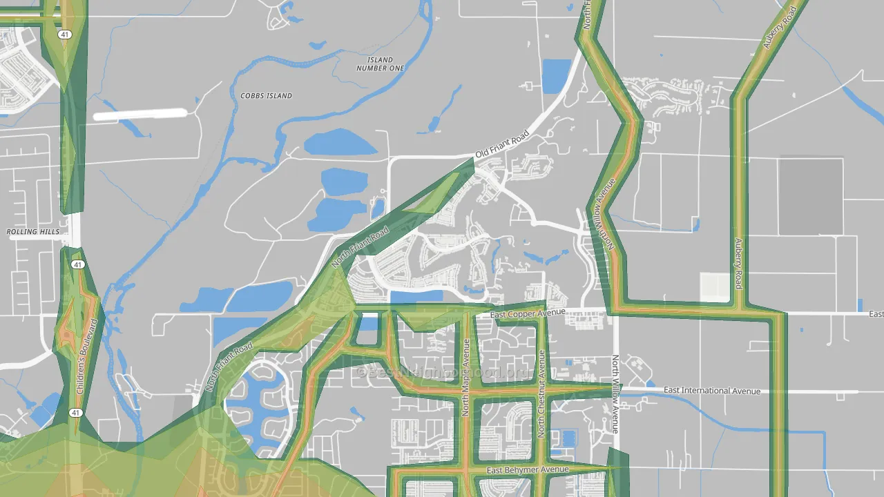 North Growth Area, Fresno, CA Map of Noise Levels in North Growth Area