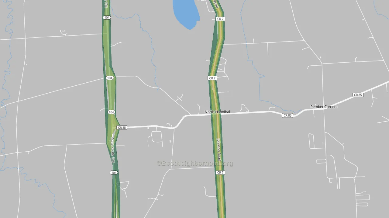 North Hannibal, NY Map of Noise Levels in North Hannibal