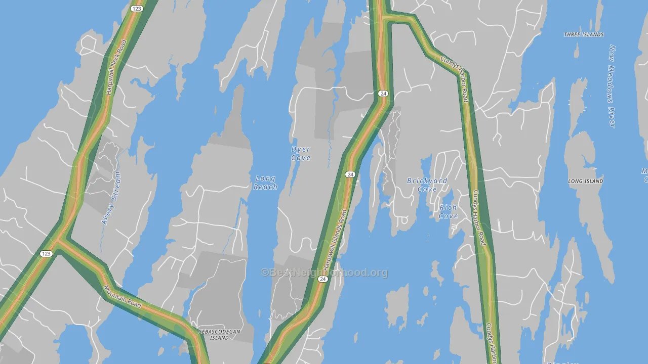 North Harpswell, ME Map of Noise Levels in North Harpswell