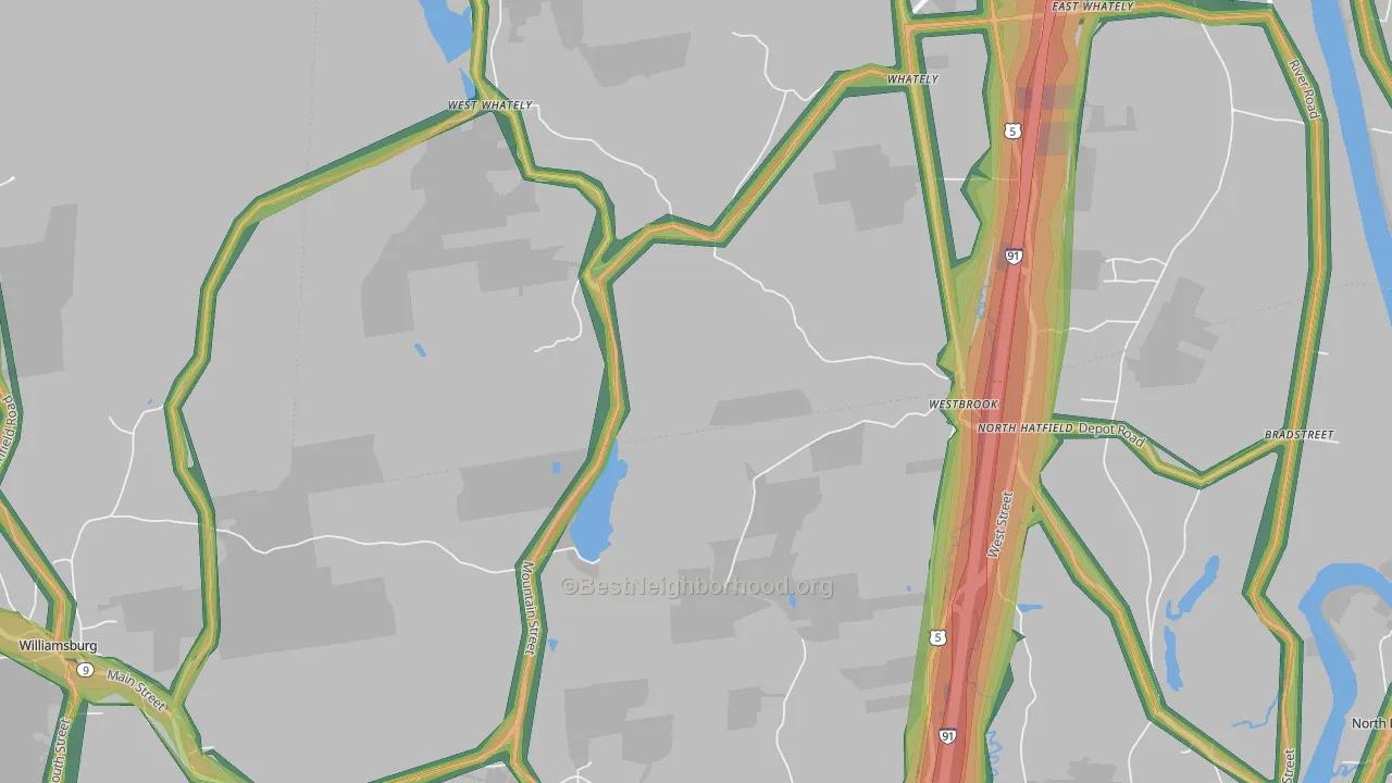 North Hatfield, MA Map of Noise Levels in North Hatfield