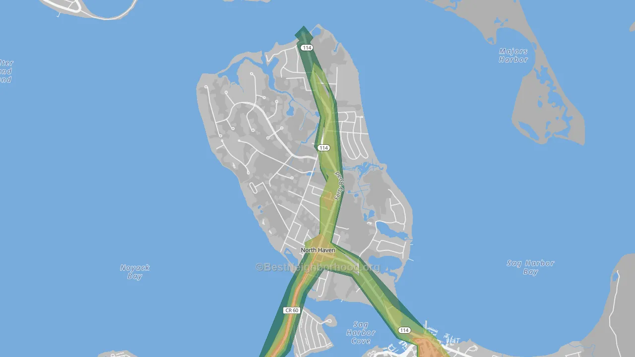 North Haven, NY Map of Noise Levels in North Haven