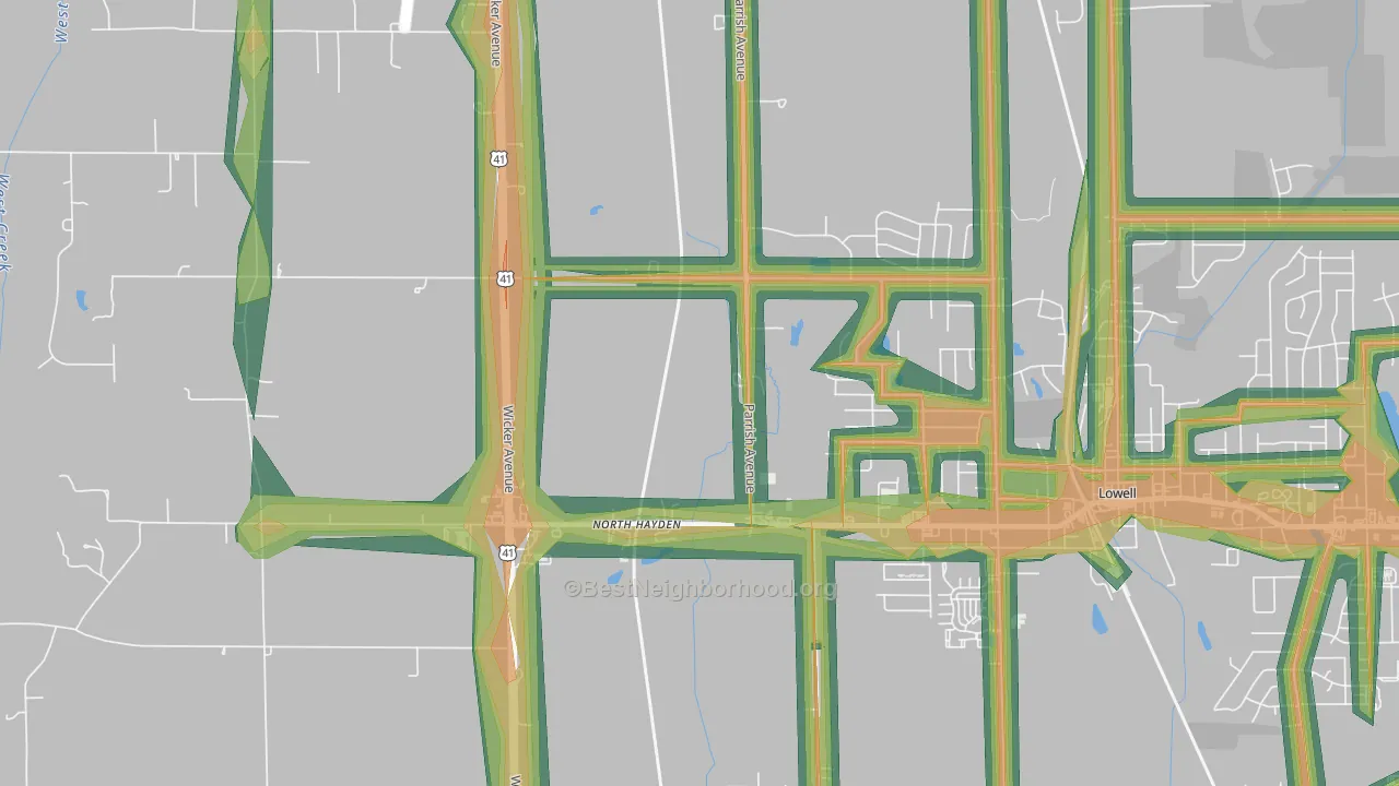 North Hayden, IN Map of Noise Levels in North Hayden