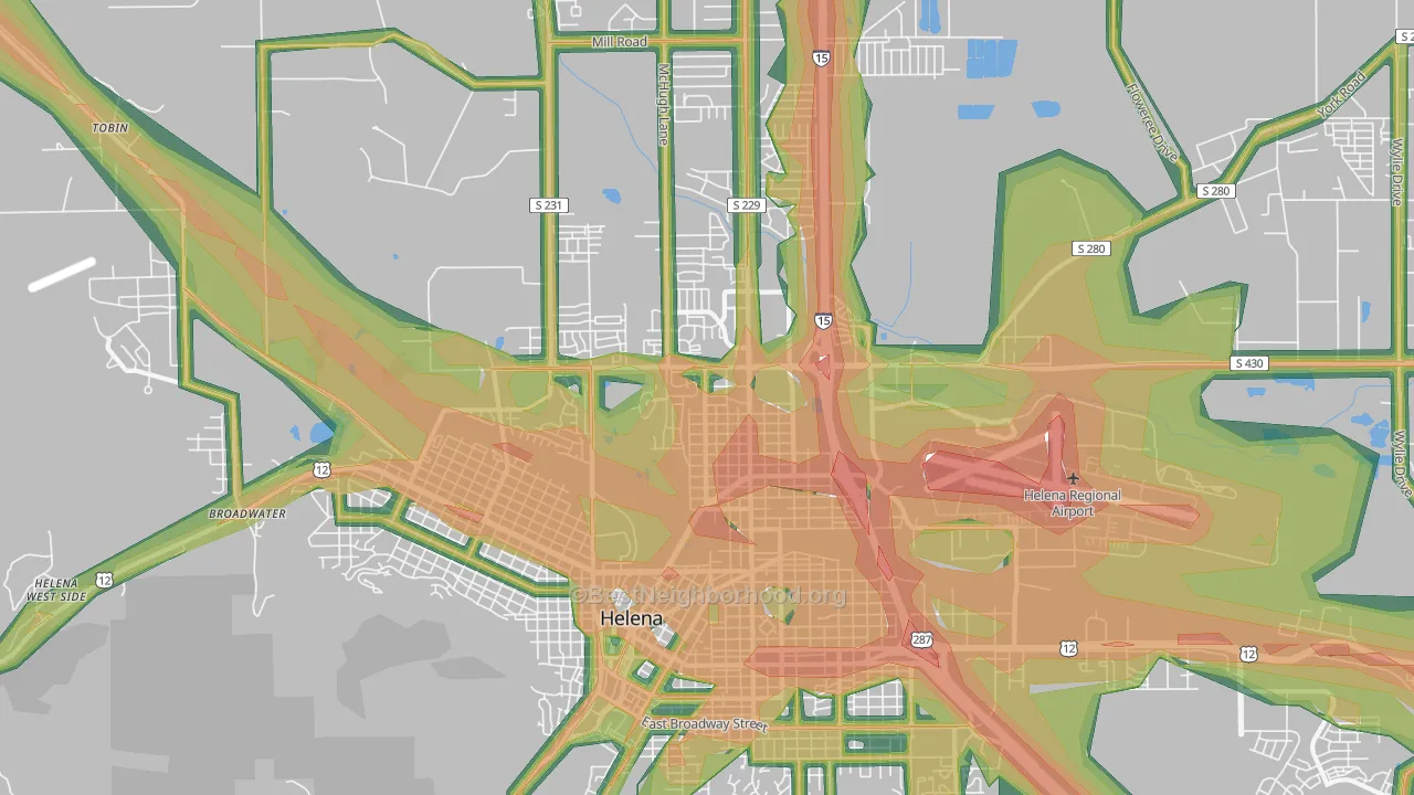 North, Helena, MT Map of Noise Levels in North