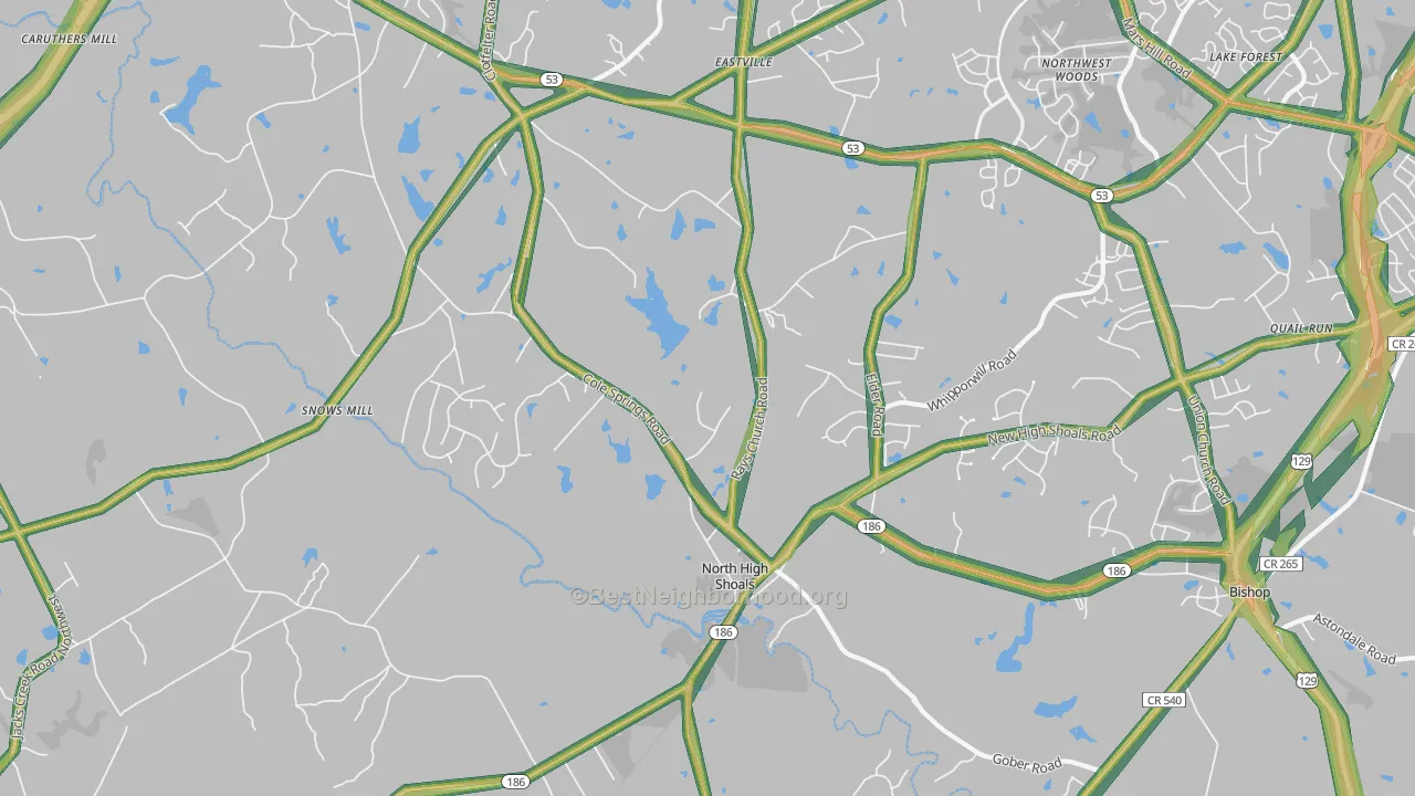 North High Shoals, GA Map of Noise Levels in North High Shoals