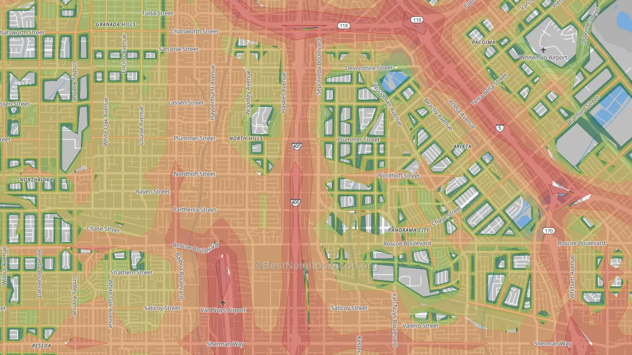 North Hills, CA Map of Noise Levels in North Hills