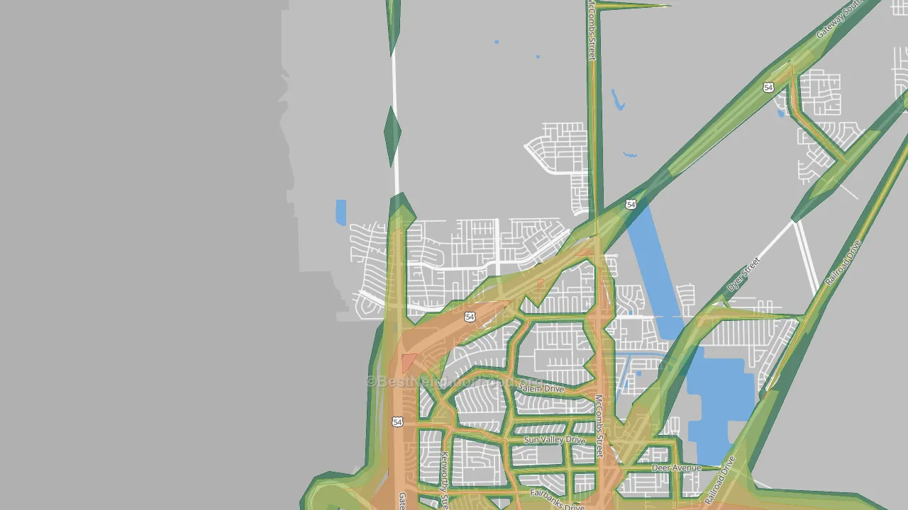 North Hills, El Paso, TX Map of Noise Levels in North Hills
