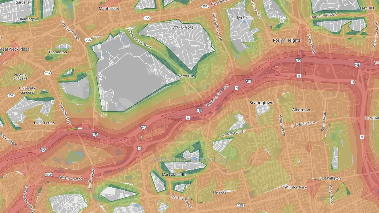 North Hills, NY Map of Noise Levels in North Hills