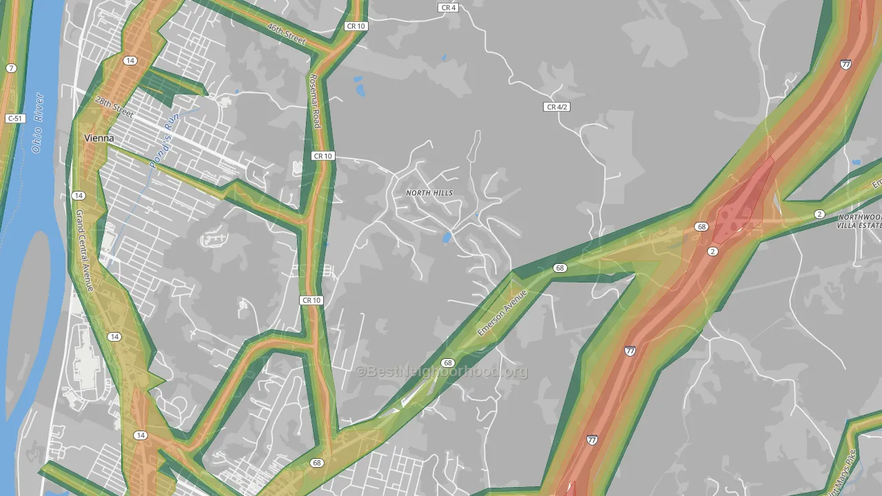North Hills, WV Map of Noise Levels in North Hills