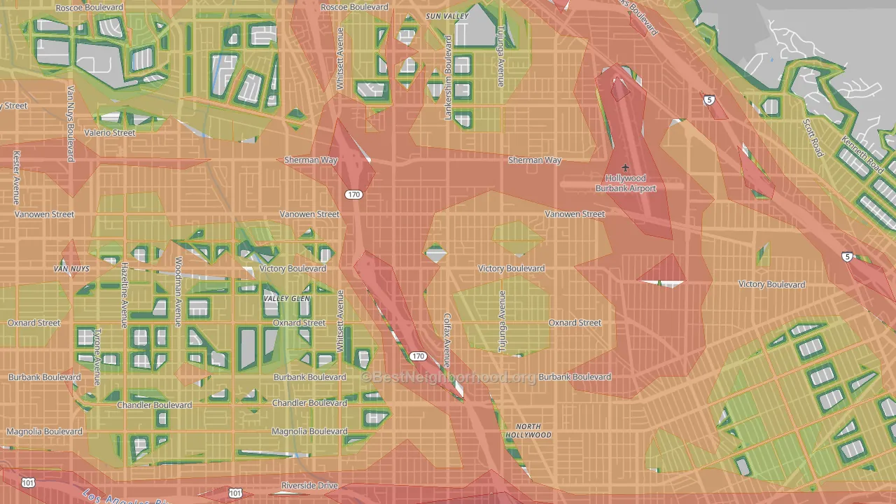 North Hollywood, CA Map of Noise Levels in North Hollywood