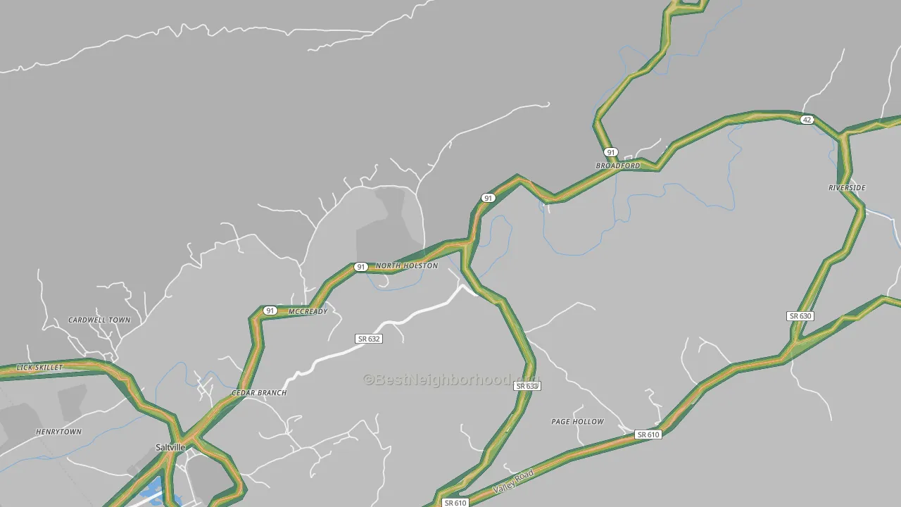 North Holston, VA Map of Noise Levels in North Holston