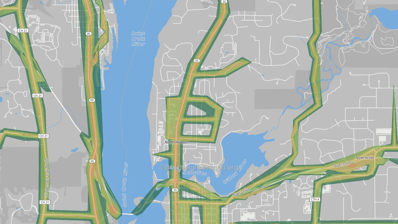 North Hudson, WI Map of Noise Levels in North Hudson